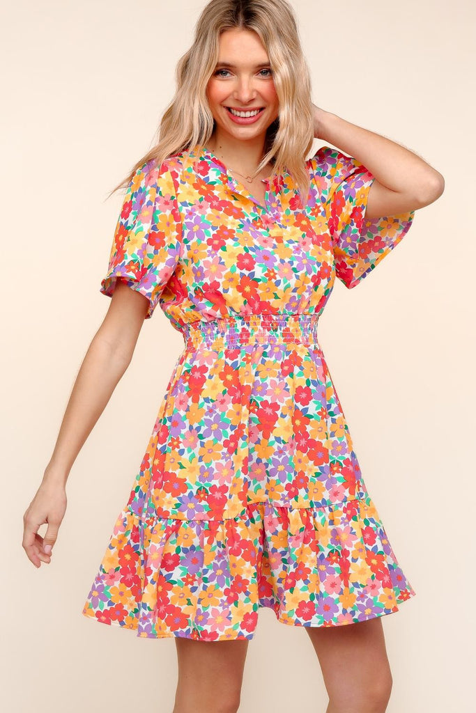 Floral Smocked Waist Dress-Dresses-Haptics-Three Birdies Boutique, Women's Fashion Boutique Located in Kearney, MO