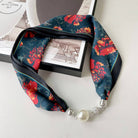 Magnetic Silk Scarf Necklace | Blue Floral { product_type }}