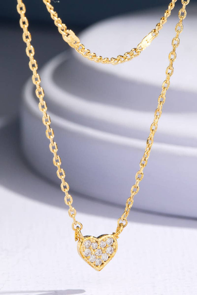 Brass Heart Pendant Layered Necklace-Urbanista-Three Birdies Boutique, Women's Fashion Boutique Located in Kearney, MO