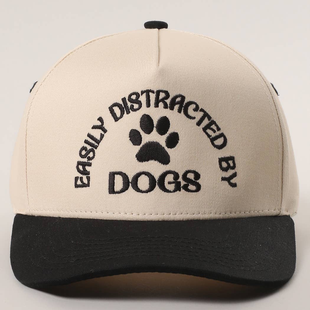 EASILY DISTRACTED BY DOGS Embroidered Trucker Hat: BLACK / One Color { product_type }}