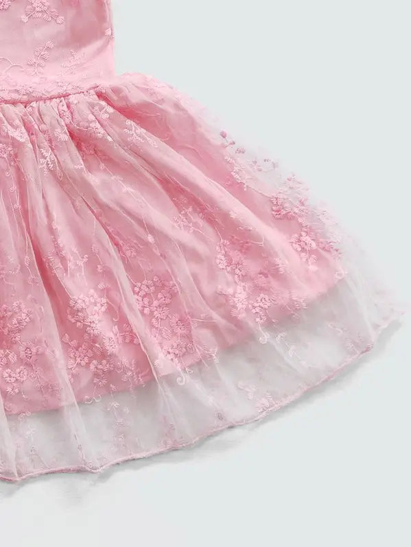 Abigail Lace Pink Little Girls Dress-Girls Dresses-Clover Cottage-Three Birdies Boutique, Women's Fashion Boutique Located in Kearney, MO
