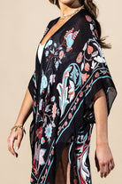 Midnight Vine Kimono: TEAL BLACK { product_type }}