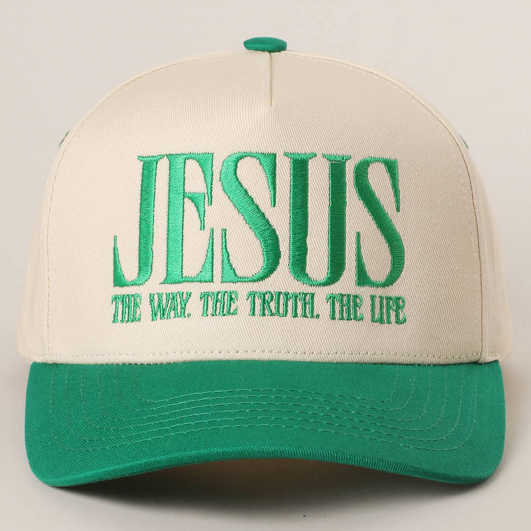 JESUS Typography Embroidered Trucker Hat : BLACK / One Size { product_type }}