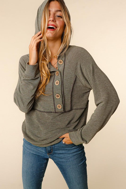 French Terry Raglan Oversized Hoodie-Shirts & Tops-Haptics-Three Birdies Boutique, Women's Fashion Boutique Located in Kearney, MO