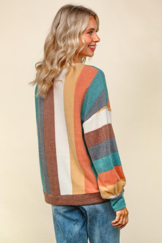 Stripe Print Hacci Knit Top { product_type }}