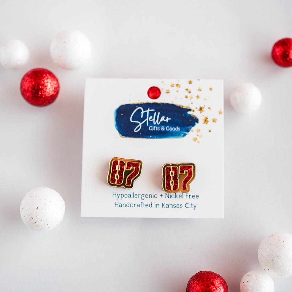 Red Glitter & Gold Mirror 87 Studs Kansas City Football-Stellar Gifts & Goods Wholesale-Three Birdies Boutique, Women's Fashion Boutique Located in Kearney, MO