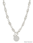 Silver Chain with Hammered Coin and Pearl Necklace { product_type }}