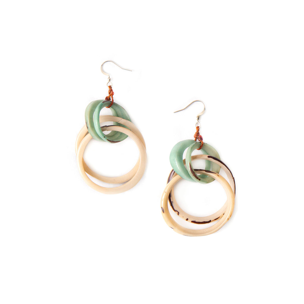 Bonnie Earrings: Pink/Ivory-Organic Tagua Jewelry-Three Birdies Boutique, Women's Fashion Boutique Located in Kearney, MO