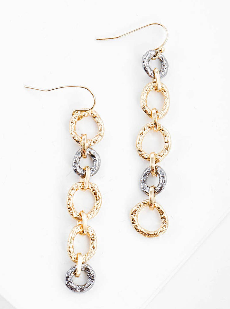 Textured Chain Drop Earrings-Silver-Jewelry-Wild Honey-Three Birdies Boutique, Women's Fashion Boutique Located in Kearney, MO