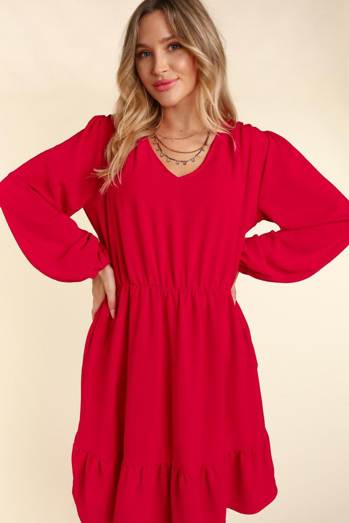 Bubble Puff Long Sleeve Dress-Dresses-Haptics by Holly Harper-Three Birdies Boutique, Women's Fashion Boutique Located in Kearney, MO