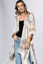 Frost White Paisley Border Kimono { product_type }}