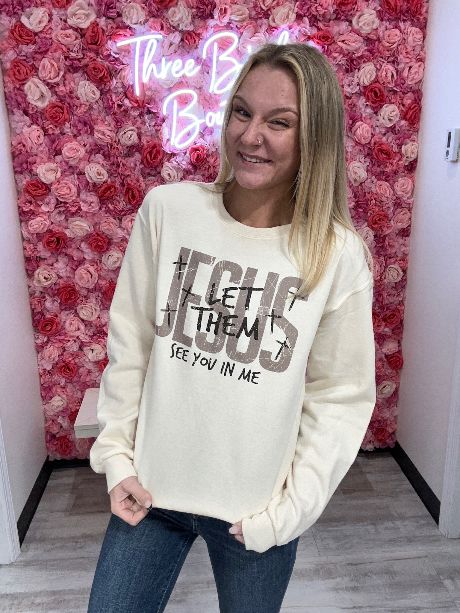 Let them see you in me Crewneck-Graphic Tees-Tres Birdos Graphic Tees-Three Birdies Boutique, Women's Fashion Boutique Located in Kearney, MO