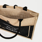 Hello Weekend Burlap Tote Bag: IV { product_type }}