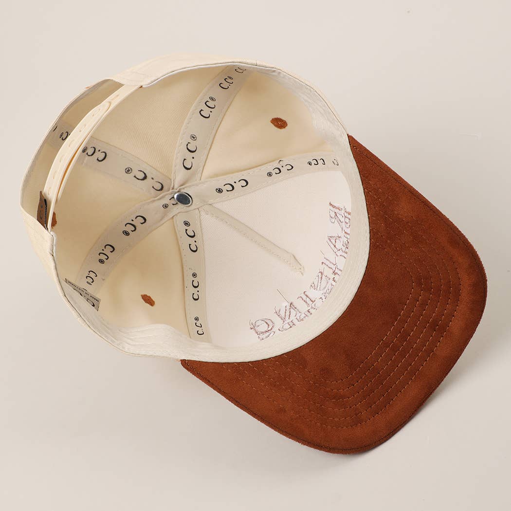 RAISING BELIEVERS Suede Two-Tone Trucker Hat: BLK / One Size { product_type }}