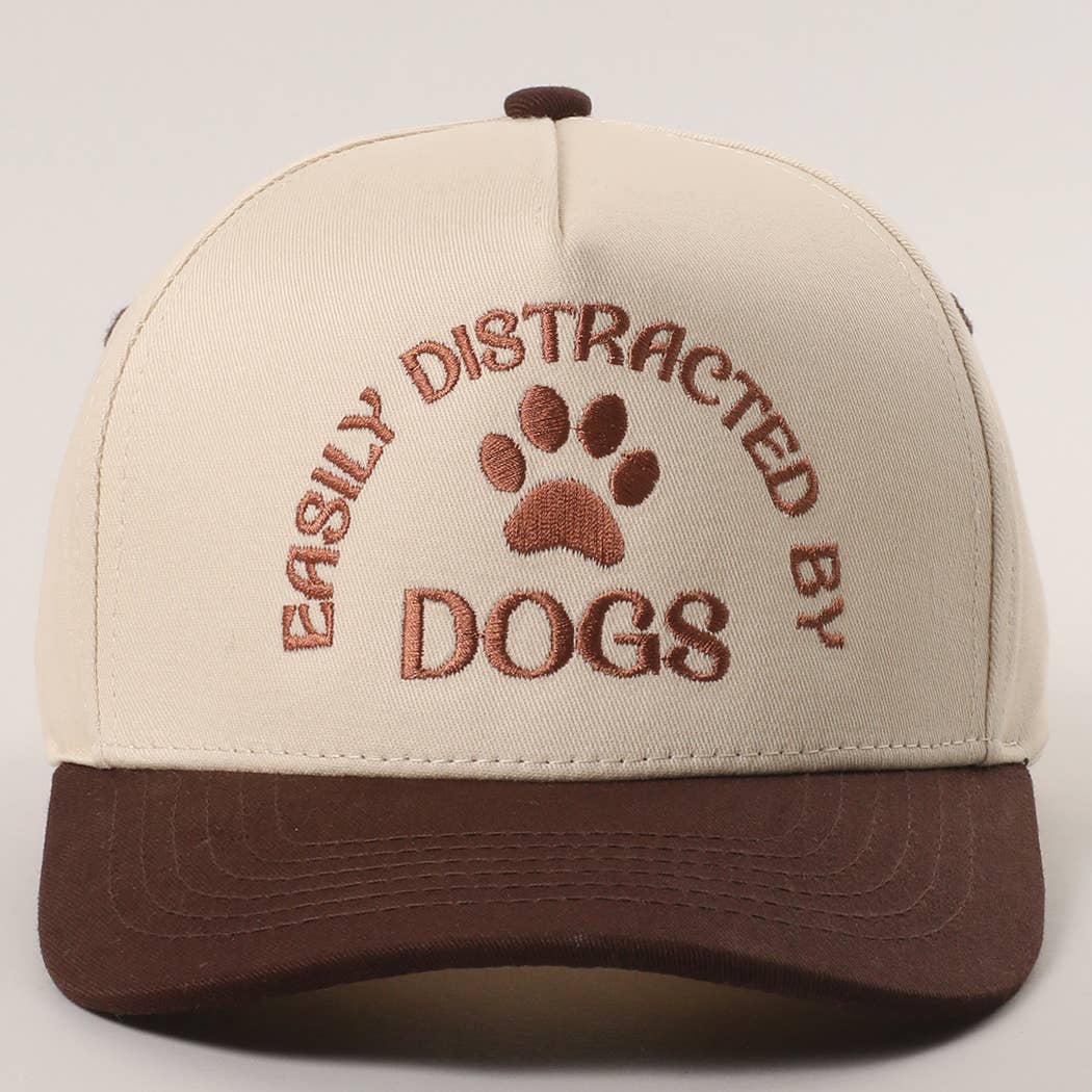 EASILY DISTRACTED BY DOGS Embroidered Trucker Hat: BLACK / One Color { product_type }}