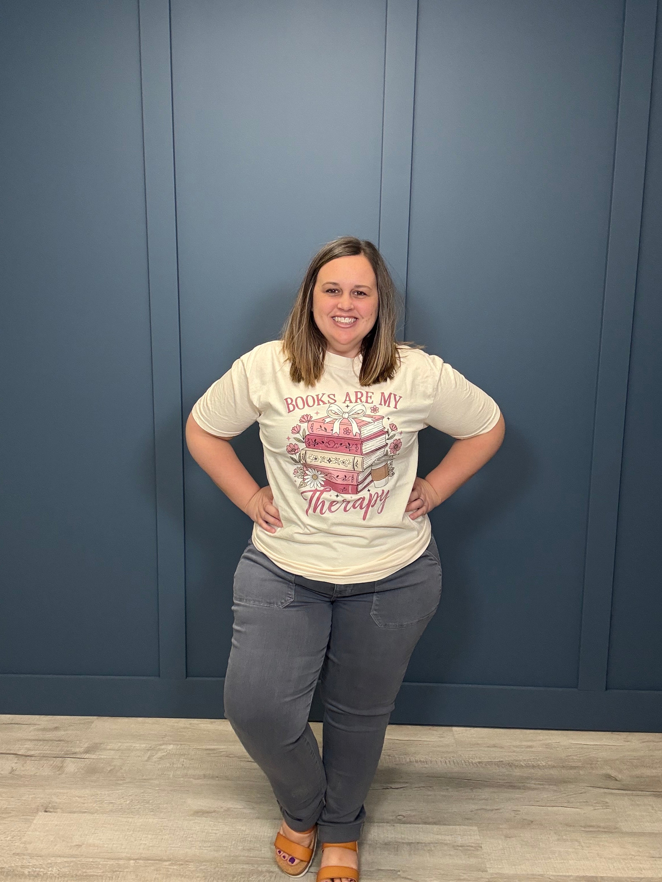 Books Are My Therapy-Tres Birdos Graphic Tees-Three Birdies Boutique, Women's Fashion Boutique Located in Kearney, MO