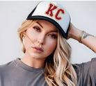 Glitter KC Gameday Trucker Hat: Black/White { product_type }}