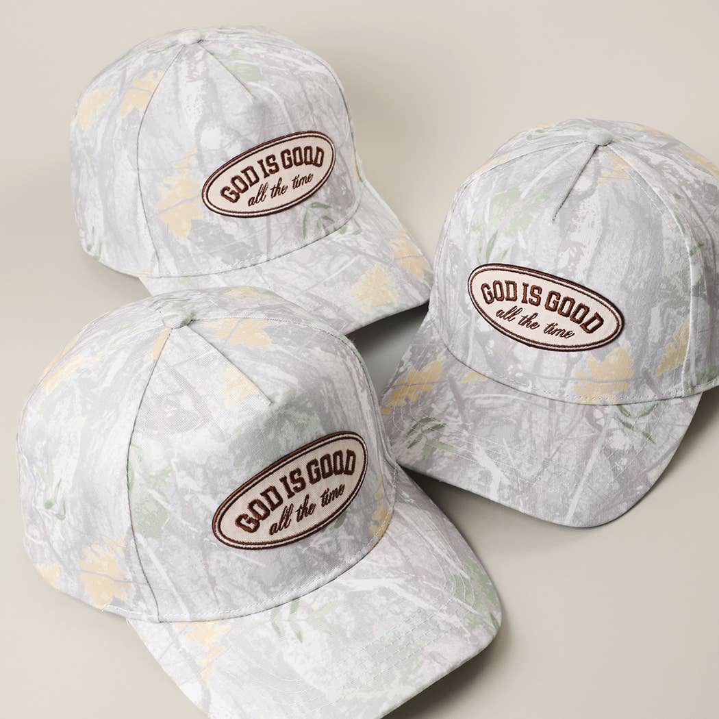 GOD IS GOOD All The Time Patch Camo Baseball Cap: CAMO / One Size { product_type }}
