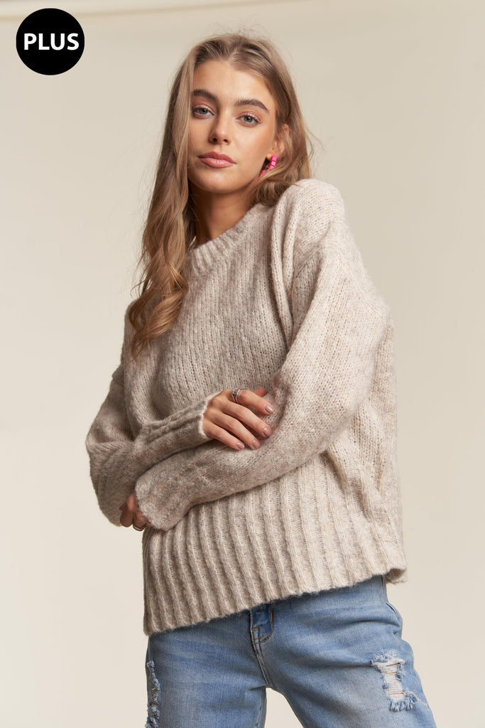 Two Tone Fuzzy Sweater-Sweater-ADORA LA-Three Birdies Boutique, Women's Fashion Boutique Located in Kearney, MO
