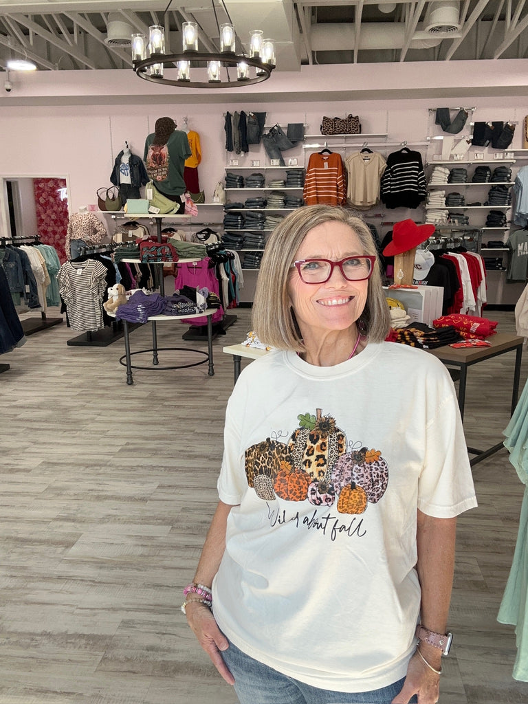 Wild about Fall Pumpkins-Graphic Tees-Tres Birdos Graphic Tees-Three Birdies Boutique, Women's Fashion Boutique Located in Kearney, MO