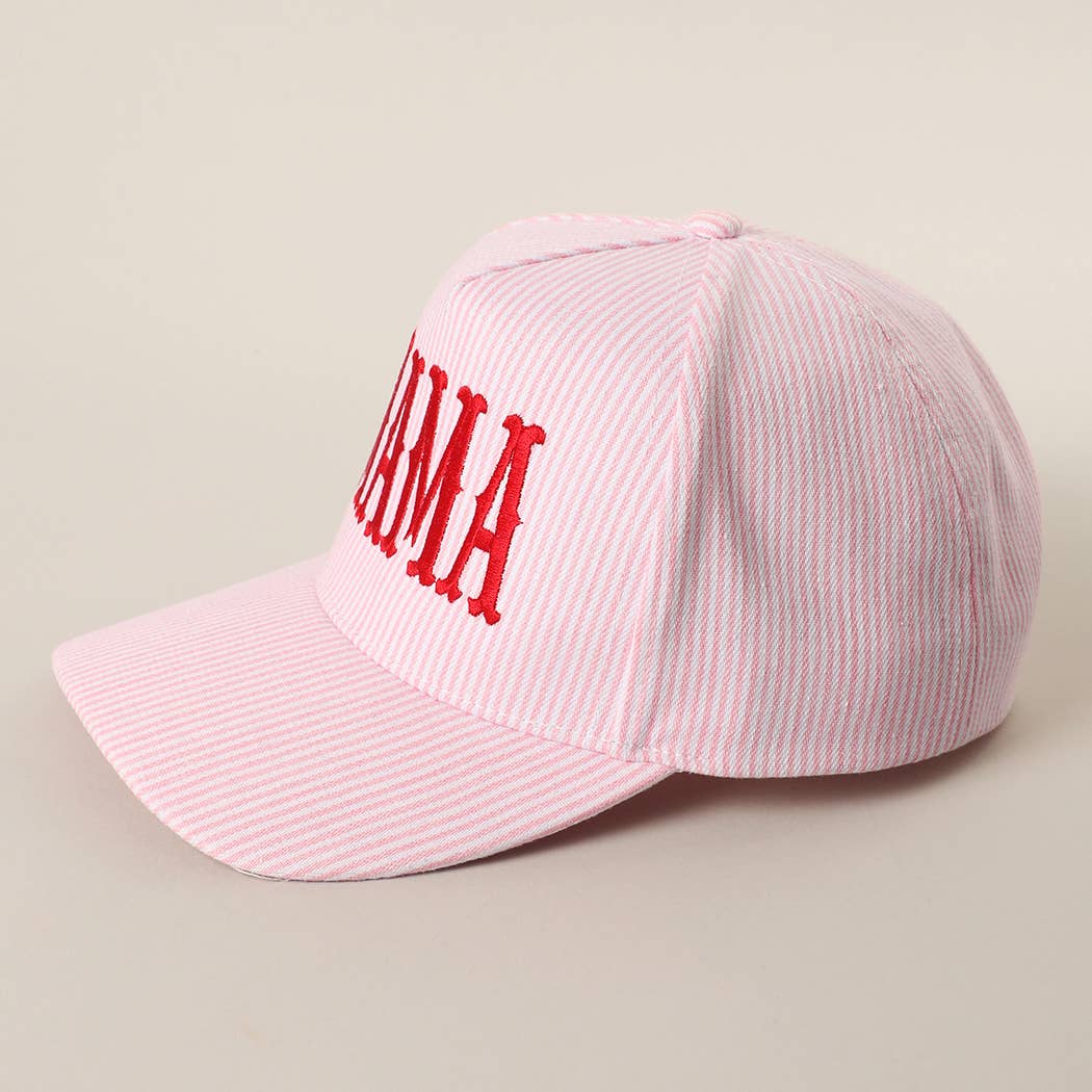MAMA Embroidered Striped Trucker Hat : PINK/PINK { product_type }}