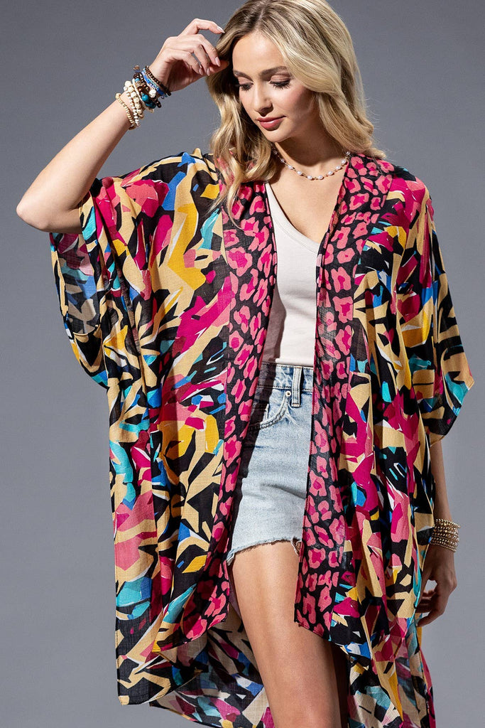 Abstract Multi Kimono-Urbanista-Three Birdies Boutique, Women's Fashion Boutique Located in Kearney, MO