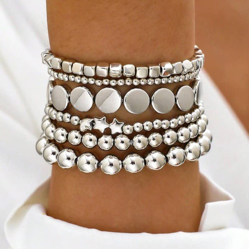 Stacked Silver Bracelets { product_type }}