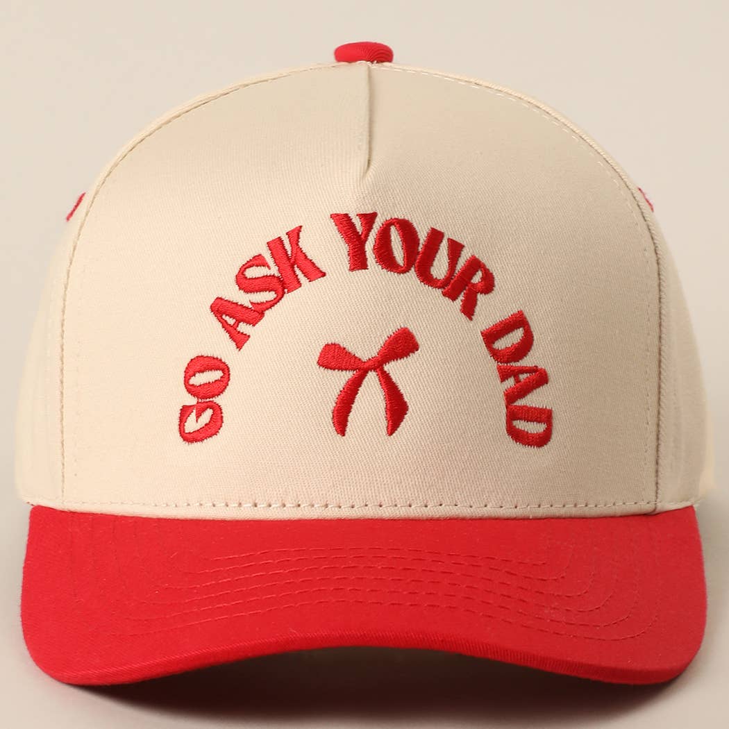 GO ASK YOUR DAD Embroidery Two-Tone Trucker Hat: HOT PINK / One Size { product_type }}