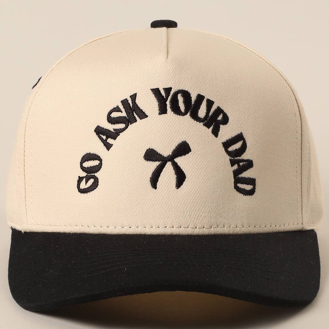GO ASK YOUR DAD Embroidery Two-Tone Trucker Hat: HOT PINK / One Size { product_type }}