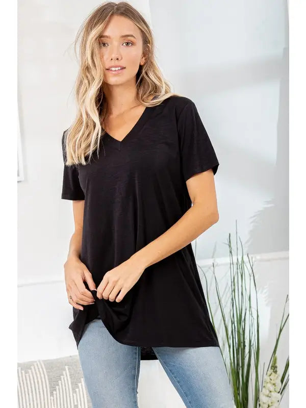 Bulgari V Neck Tee-Shirts & Tops-Heimish-Three Birdies Boutique, Women's Fashion Boutique Located in Kearney, MO