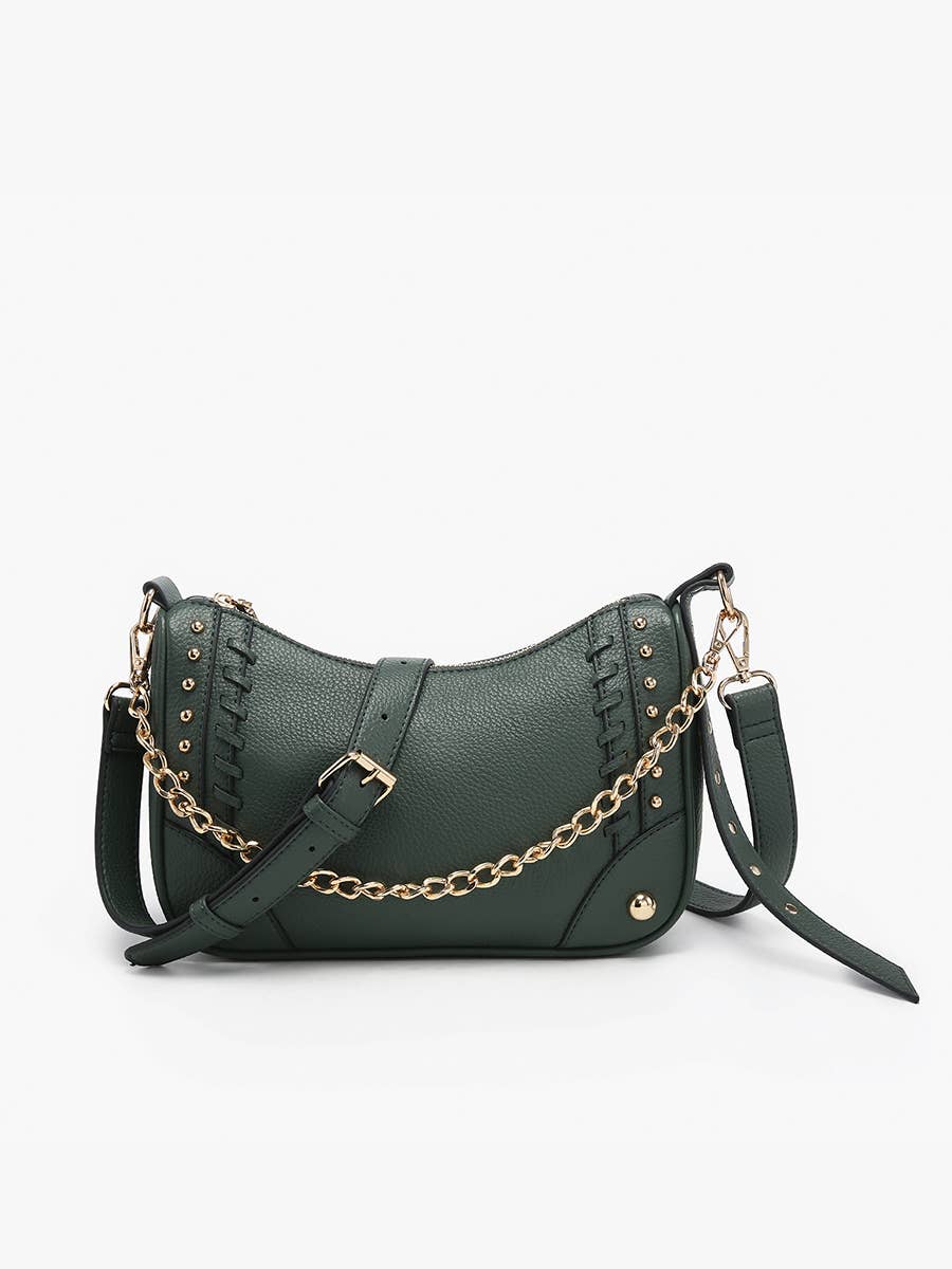 Artemis Crossbody w/ Stud Details: Taupe { product_type }}