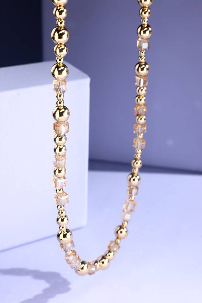 Metal & Glass Bead Necklace: Peach(Pe) / OS-Urbanista-Three Birdies Boutique, Women's Fashion Boutique Located in Kearney, MO