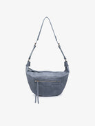 Leigh Distressed Hobo Bag: Dusty Blue { product_type }}