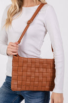 Faux Leather Basket Weave Hand Bag: BR { product_type }}