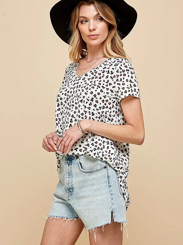 Neon Coral Cheetah Print Top-Shirts & Tops-Shopin LA-Three Birdies Boutique, Women's Fashion Boutique Located in Kearney, MO