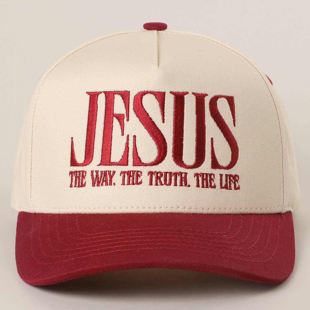 JESUS Typography Embroidered Trucker Hat : BLACK / One Size { product_type }}