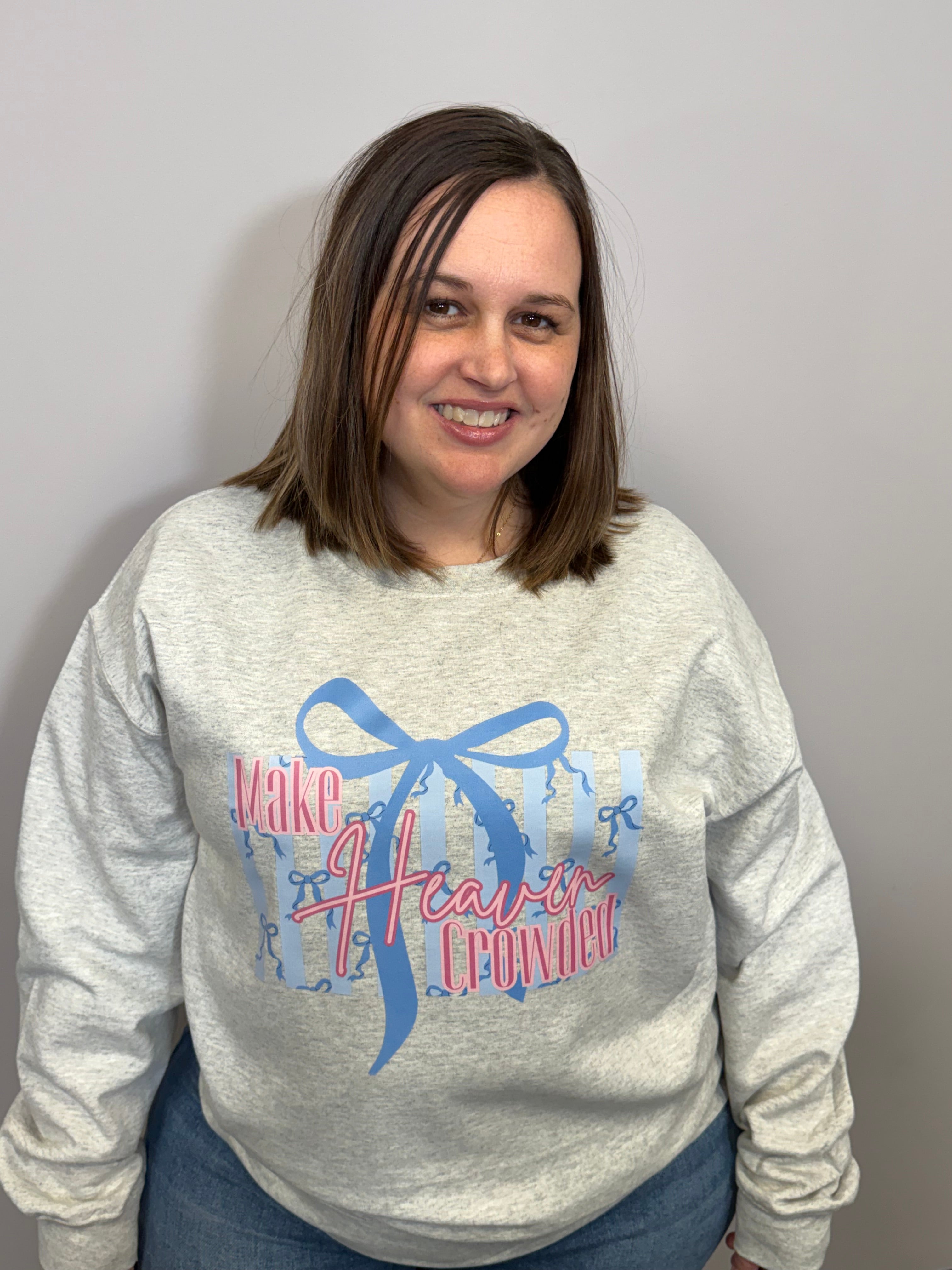 Make Heaven Crowded Crewneck-Graphic Tees-Tres Birdos Graphic Tees-Three Birdies Boutique, Women's Fashion Boutique Located in Kearney, MO