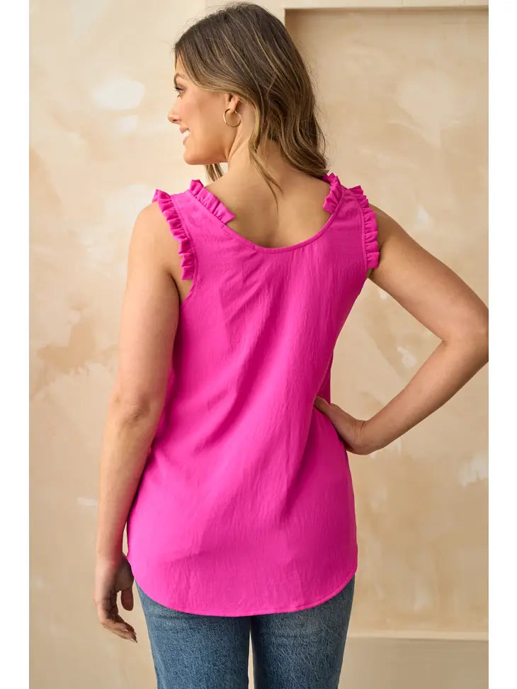 Shoulder Ruffle Blouse-Shirts & Tops-Hailey & Co.-Three Birdies Boutique, Women's Fashion Boutique Located in Kearney, MO