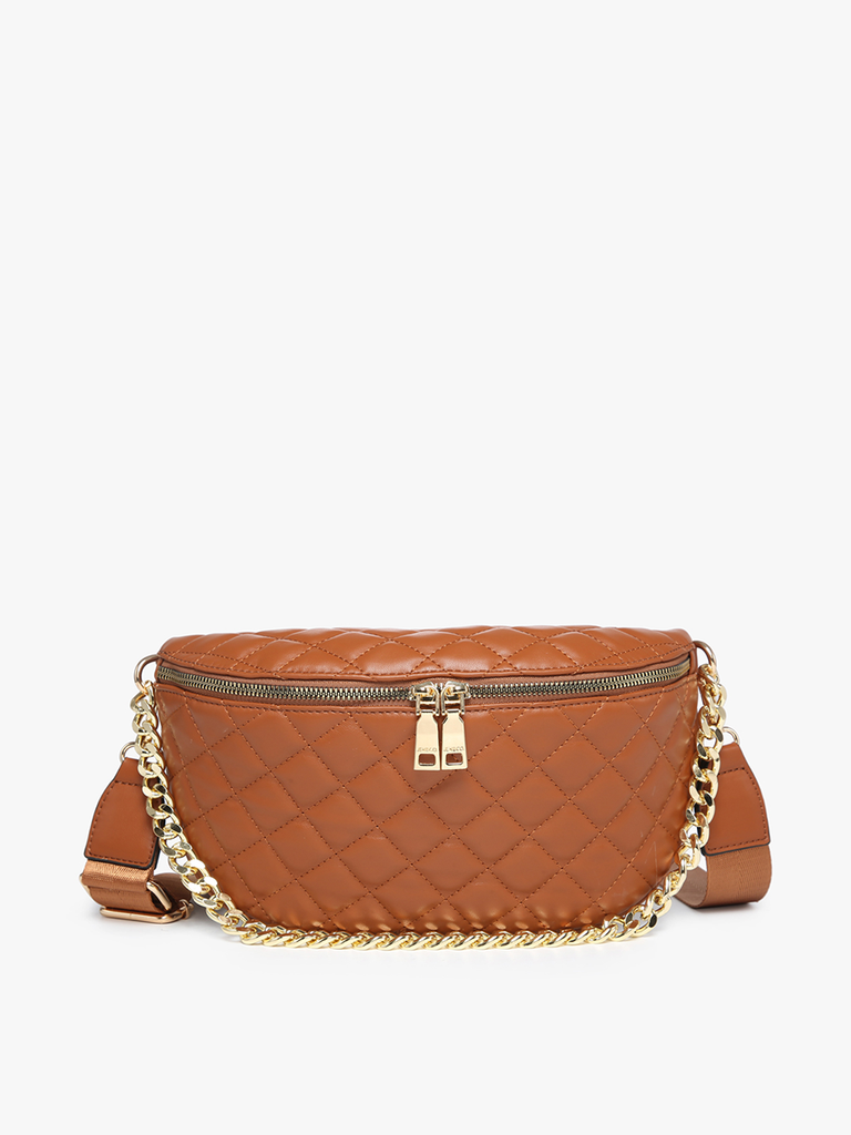 Sylvie Quilted Belt Bag: Brown-Jen & Co.-Three Birdies Boutique, Women's Fashion Boutique Located in Kearney, MO