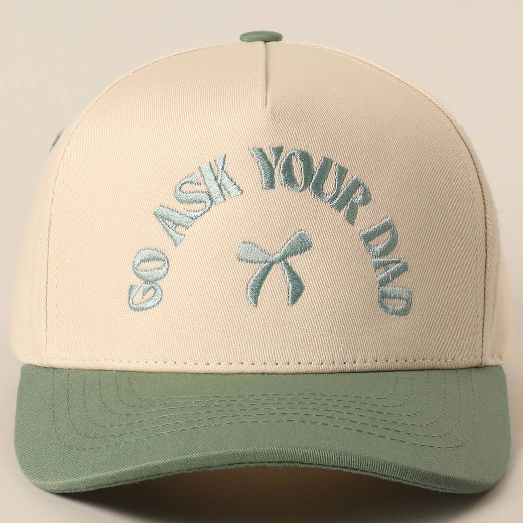 GO ASK YOUR DAD Embroidery Two-Tone Trucker Hat: HOT PINK / One Size { product_type }}