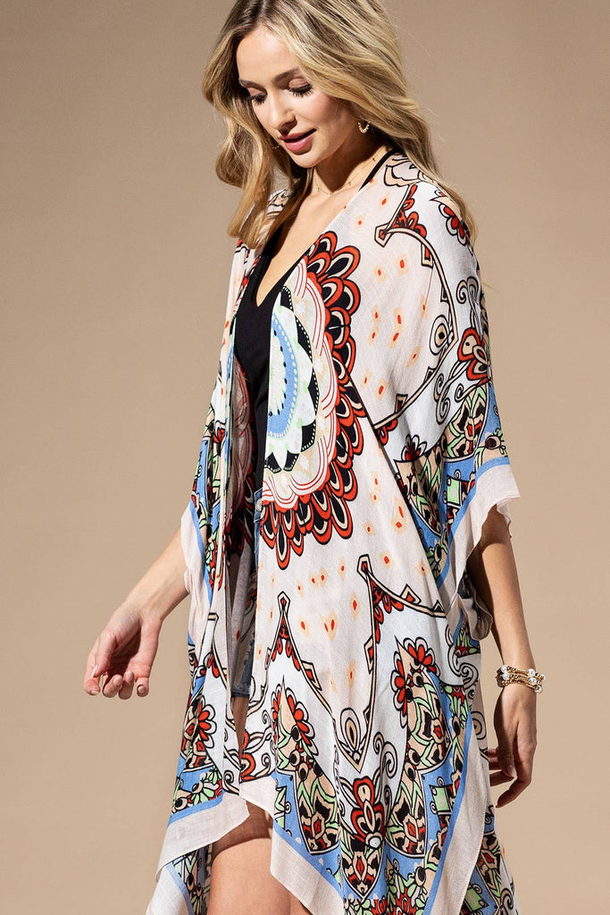 Red Mandala Kimono-Urbanista-Three Birdies Boutique, Women's Fashion Boutique Located in Kearney, MO