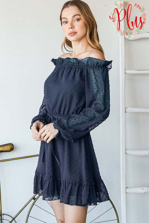 Long Sleeve Ruffle Dress with Tie-Top-Heimish-Three Birdies Boutique, Women's Fashion Boutique Located in Kearney, MO