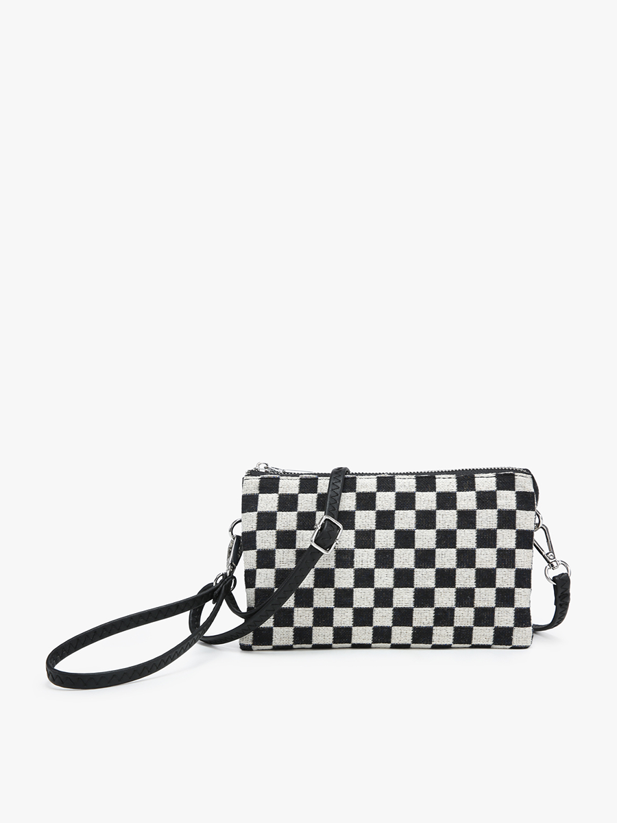 Riley Checkered Crossbody/Wristlet - Black/White { product_type }}