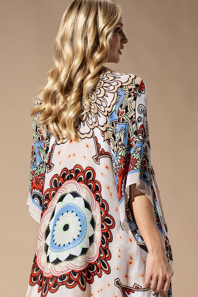 Red Mandala Kimono-Urbanista-Three Birdies Boutique, Women's Fashion Boutique Located in Kearney, MO