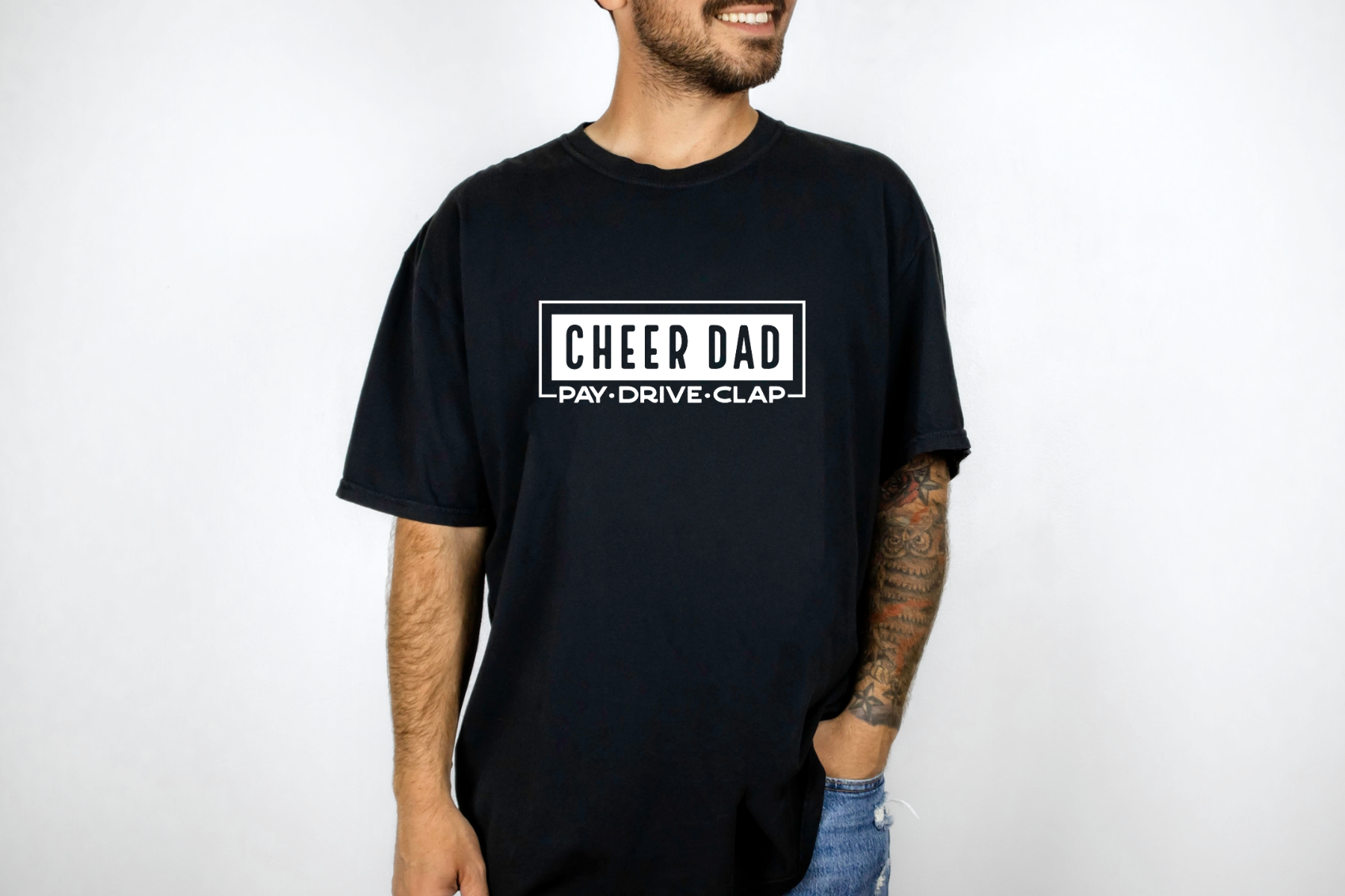 Cheer Dad – Pay • Drive • Clap Graphic Tee { product_type }}