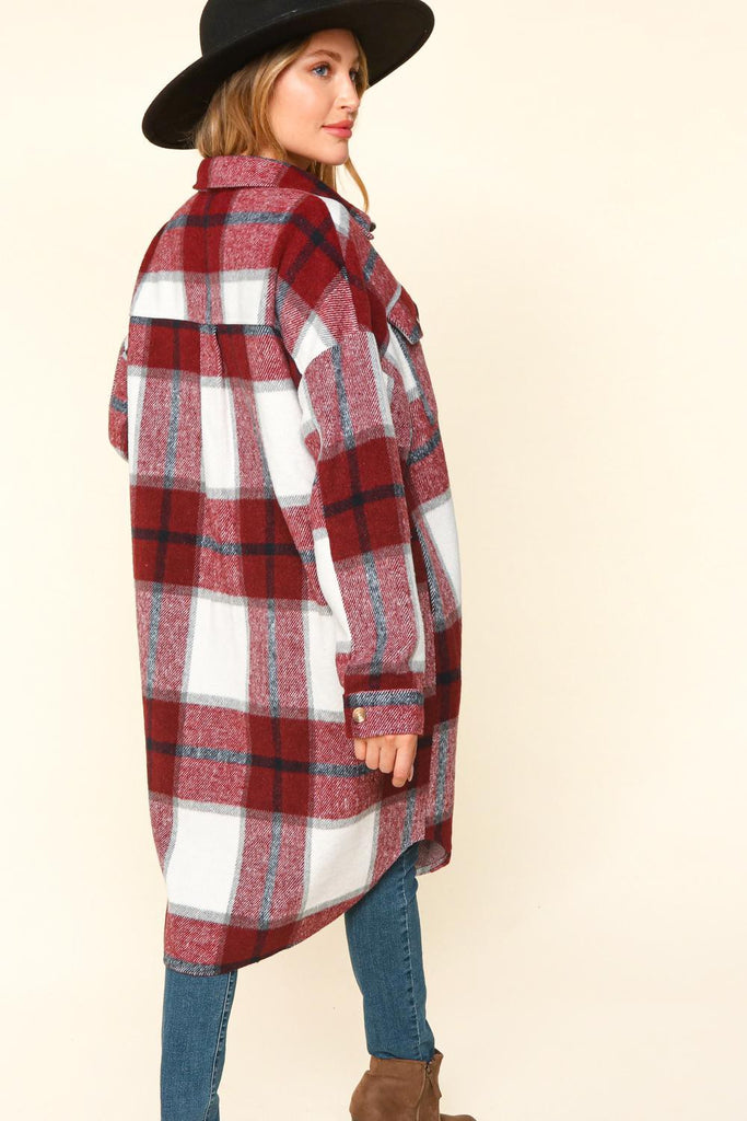 Plaid Flannel Duster Shacket-Outerwear-Haptics-Three Birdies Boutique, Women's Fashion Boutique Located in Kearney, MO