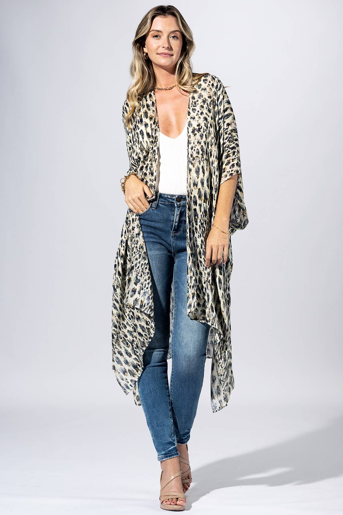 Wild Essence Leopard Print Kimono - Golden Ebony { product_type }}