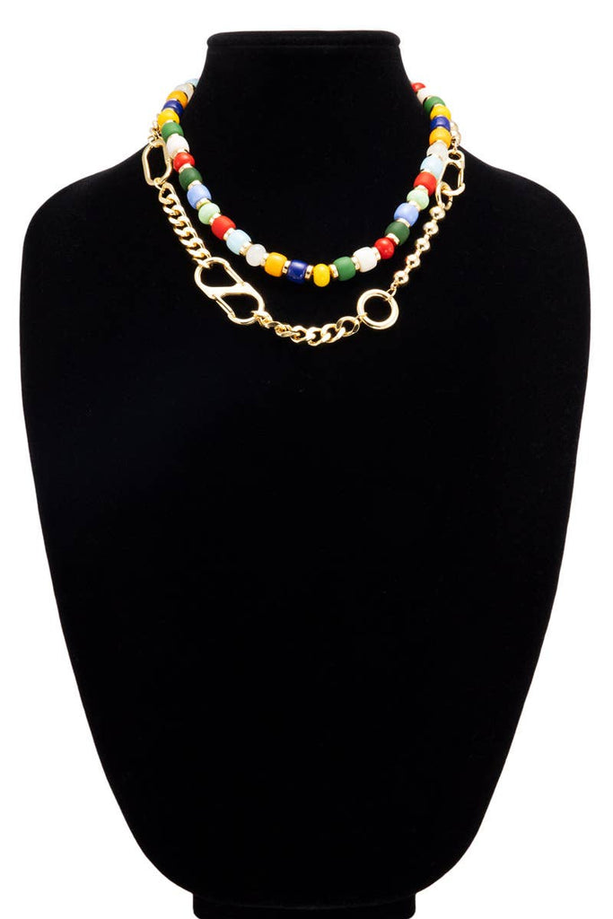 Colorful Acrylic Beads Layered Necklace: Light Multi(Lmu) / OS-Urbanista-Three Birdies Boutique, Women's Fashion Boutique Located in Kearney, MO