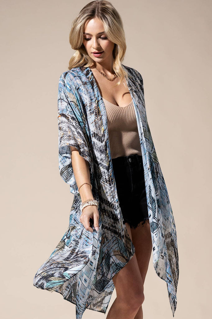 Denim Multi Kimono-Urbanista-Three Birdies Boutique, Women's Fashion Boutique Located in Kearney, MO