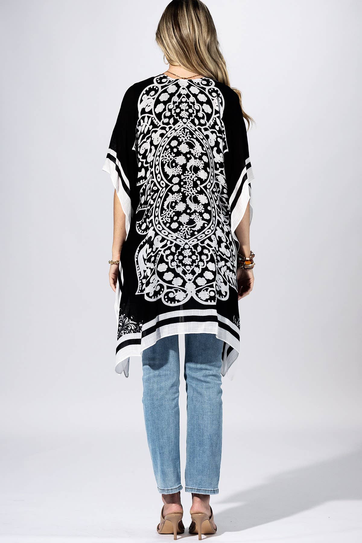 Coal Bandana Border Kimono { product_type }}